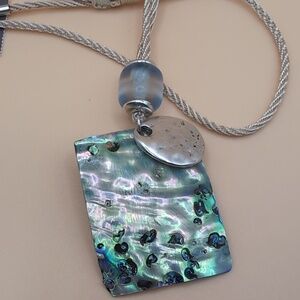 J. Jill Abalone Shell Pendant Necklace with Adjustable Cord NWT $49